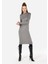 Slim Fit Kadın Gri Uzun Kol Elbise 1