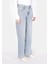 970 Berry Regular Fit Yüksel Bel Geniş Paça Kadın Mavi Jean Pantolon CL1073220 4