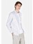 Slim Fit Shirt Neck Çizgili Erkek Turkuaz Uzun Kol Gömlek 1