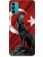 General Mobile Gm 21 Plus Uyumlu Bayrak Önünde Uluyan Kurt Desenli Silikon Kılıf 1