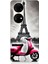 Huawei P50 Pro Uyumlu Pembe Scooter Eyfel Önü Desenli Silikon Kılıf 1