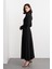 Kemerli Çan Uzun Elbise Siyah 4
