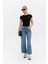 Beli Kuşak Detaylı, Kesik Paça Wide Leg Vintage Cut Jean Pantolon 2