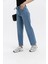 Beli Kuşak Detaylı, Kesik Paça Wide Leg Vintage Cut Jean Pantolon 4