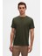 Slim Fit Haki Bisiklet Yaka %100 Pamuklu Nefes Alabilen T-shirt 4HC141996753M 1