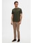 Slim Fit Haki Bisiklet Yaka %100 Pamuklu Nefes Alabilen T-shirt 4HC141996753M 4