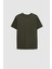 Slim Fit Haki Bisiklet Yaka %100 Pamuklu Nefes Alabilen T-shirt 4HC141996753M 5