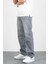 Erkek Gri Straight Baggy Fit Likrasız Rahat Kesim %100 Pamuk Loose Jean Pantolon Hector 1