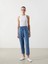 Lcw Grace Mavi Beli Lastikli Straight Fit Kadın Jean Pantolon 1