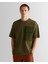 Erkek Yeşil Relaxed Fit Bisiklet Yaka Logolu T-Shirt 2325137T.301 1