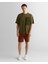 Erkek Yeşil Relaxed Fit Bisiklet Yaka Logolu T-Shirt 2325137T.301 3