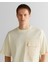 Erkek Krem Relaxed Fit Bisiklet Yaka Logolu T-Shirt 2325137T.130 4