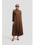 Taş Işlemeli Piliseli Abaya 25Y8302 Açık Kahve 1