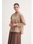 Açık Kahve %100 Pamuk Hakim Yaka Oversize Bluz 2