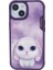 iPhone 15 Uyumlu 3D Göz Mor Tavşan Detaylı Nakış İşlemeli Kabartmalı Big Eyes Kılıf 4