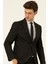 Siyah Slim Fit Armürlü Sivri Yaka 6 Drop Takım Elbise 5