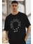 Unisex Bisiklet Yaka Baskılı Oversize T-Shirt 2