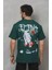 Unisex Bisiklet Yaka Baskılı Oversize T-Shirt 3