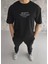 Unisex Bisiklet Yaka Baskılı Oversize T-Shirt 1