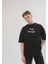 Unisex Bisiklet Yaka Baskılı Oversize T-Shirt 1