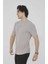 Unisex Bisiklet Yaka Slim Fit T-Shirt- Boyalı Gri 3
