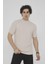 Unisex Bisiklet Yaka Slim Fit T-Shirt- Bej 2