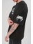Unisex Bisiklet Yaka Baskılı Oversize T-Shirt 3