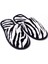 Zebra Desen Baskılı Havlu Terlik Kaymaz İnce Taban - Zebra Baskılı- Siyah Biyeli-36-38 1