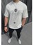 Unisex Bisiklet Yaka Baskılı Oversize T-Shirt 1