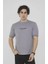 Unisex Bisiklet Yaka Slim Fit T-Shirt- Gri 1