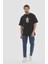 Unisex Bisiklet Yaka Baskılı Oversize T-Shirt 3