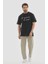 Unisex Bisiklet Yaka Baskılı Oversize T-Shirt 1
