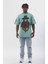 Unisex Oversize Baskılı Bisiklet Yaka T-Shirt 1