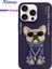 iPhone 15 Pro Uyumlu 3D Gözlük Zincir Mor Köpek Detaylı Nakış İşlemeli Kabartmalı Cool Glasses Kılıf 1