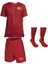 Türkiye Milli Takım Kırmızı Şortlu Çocuk Çoraplı T-Shirt Halısaha Forma 5