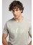 New Drawing Erkek %100 Pamuk O Yaka T-Shirt Haki 4