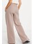 Phoenix Fleece Wide High Rise Sweatpants Kadın Yüksek Bel Yırtmaçlı Geniş Paça Eşofman Altı Bej 2