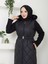 Sudenaz Kadın Kaşe Detaylı Büyük Beden Tam Boy Kapitone Mont 2