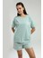 Kadın Su Yeşili Şort Pijama Takımı 1