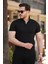 Erkek Hakim Yaka Dokuma Pamuklu Kumaş Kısa Kollu Tshirt 5