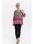 %100 Viskon Desen Geçişli Oversize Bluz – Leopar & Geometrik Desen 1
