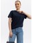 Bisiklet Yaka Pamuklu Normal Fit Basic Kısakol T-Shirt Lacivert 6
