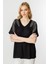 Omuz Taşlı Kısa Kollu Bluz-Siyah 2