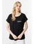 Cep Detaylı Kısa Kol Bluz-Siyah 5