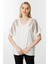 Omuz Taşlı Kısa Kollu Bluz-Ekru 5