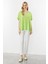 Oversize V Yaka Kısa Kol Bluz-Yesil 1