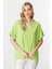 Oversize V Yaka Kısa Kol Bluz-Yesil 2