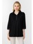 Ribana Detaylı Gömlek Yaka Bluz-Siyah 3