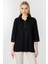 Ribana Detaylı Gömlek Yaka Bluz-Siyah 4