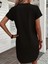 Kadın Kısa Kollu V Yakalı Düğmeli Müslim Kısa Elbise 2